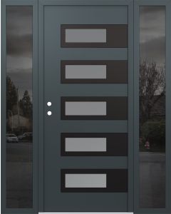 Diamond D3 68" x 80" anthracite/anthracite Frosted Glass Panel black RHI with 2 Sidelites Mirrored Glass