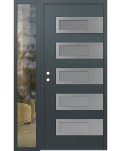 Diamond D3 50" x 80" anthracite/anthracite Frosted Glass Panel stainless steel RHI with Sidelite clear Glass