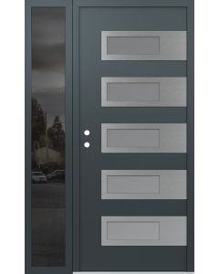 Diamond D3 50" x 80" anthracite/anthracite Frosted Glass Panel stainless steel RHI with Sidelite Mirrored Glass
