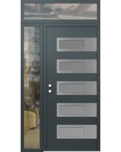 Diamond D3 50" x 96" anthracite/anthracite Frosted Glass Panel stainless steel RHI with Sidelite and Transom clear Glass