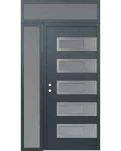 Diamond D3 50" x 96" anthracite/anthracite Frosted Glass Panel stainless steel RHI with Sidelite and Transom Frosted Glass