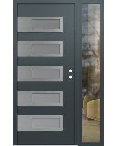 Diamond D3 50" x 80" anthracite/anthracite Frosted Glass Panel stainless steel LHI with Sidelite clear Glass