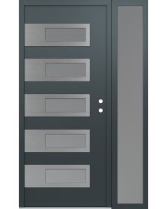Diamond D3 50" x 80" anthracite/anthracite Frosted Glass Panel stainless steel LHI with Sidelite Frosted Glass