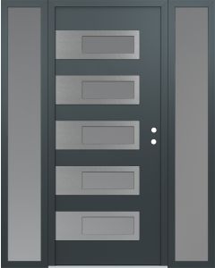 Diamond D3 68" x 80" anthracite/anthracite Frosted Glass Panel stainless steel LHI with 2 Sidelites Frosted Glass