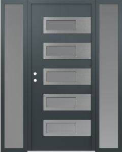 Diamond D3 68" x 80" anthracite/anthracite Frosted Glass Panel stainless steel RHI with 2 Sidelites Frosted Glass