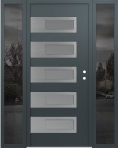 Diamond D3 68" x 80" anthracite/anthracite Frosted Glass Panel stainless steel LHI with 2 Sidelites Mirrored Glass