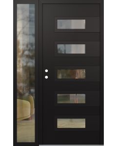 Diamond D3 52" x 80" black/black Clear Glass Panel black RHI with Sidelite Clear Glass