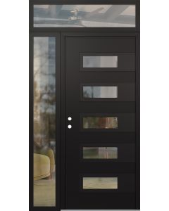 Diamond D3 50" x 96" black/black Clear Glass Panel black RHI with Sidelite and Transom Clear Glass