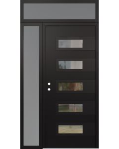 Diamond D3 52" x 96" black/black Clear Glass Panel black RHI with Sidelite and Transom frosted Glass