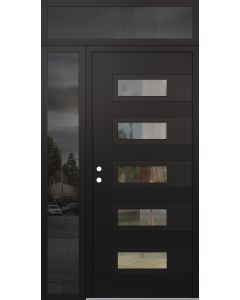 Diamond D3 48" x 96" black/black Clear Glass Panel black RHI with Sidelite and Transom Mirrored Glass