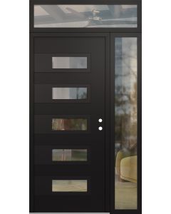 Diamond D3 52" x 96" black/black Clear Glass Panel black LHI with Sidelite and Transom Clear Glass