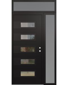 Diamond D3 52" x 96" black/black Clear Glass Panel black LHI with Sidelite and Transom frosted Glass