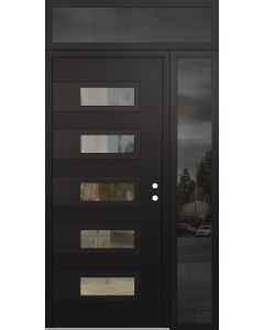 Diamond D3 48" x 96" black/black Clear Glass Panel black LHI with Sidelite and Transom Mirrored Glass