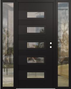 Diamond D3 68" x 80" black/black Clear Glass Panel black LHI with 2 Sidelites Clear Glass