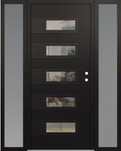 Diamond D3 60" x 80" black/black Clear Glass Panel black LHI with 2 Sidelites frosted Glass