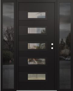 Diamond D3 60" x 80" black/black Clear Glass Panel black LHI with 2 Sidelites Mirrored Glass