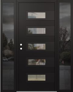 Diamond D3 60" x 80" black/black Clear Glass Panel black RHI with 2 Sidelites Mirrored Glass