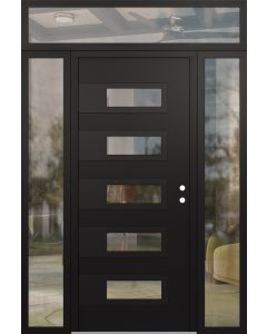Diamond D3 60" x 96" black/black Clear Glass Panel black LHI with 2 Sidelites and Transom Clear Glass