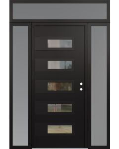 Diamond D3 60" x 96" black/black Clear Glass Panel black LHI with 2 Sidelites and Transom frosted Glass