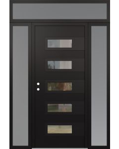 Diamond D3 60" x 96" black/black Clear Glass Panel black RHI with 2 Sidelites and Transom frosted Glass
