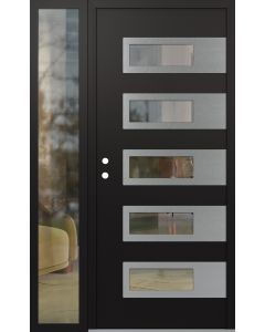 Diamond D3 50" x 80" black/black Clear Glass Panel Stainless steel RHI with Sidelite Clear Glass