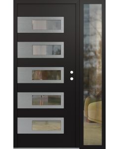 Diamond D3 50" x 80" black/black Clear Glass Panel Stainless steel LHI with Sidelite Clear Glass