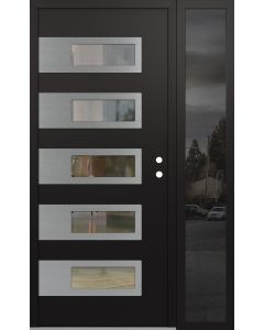 Diamond D3 52" x 80" black/black Clear Glass Panel Stainless steel LHI with Sidelite Mirrored Glass