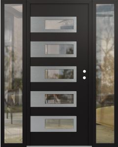 Diamond D3 68" x 80" black/black Clear Glass Panel Stainless steel LHI with 2 Sidelites Clear Glass