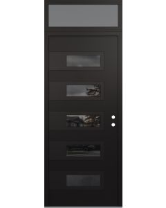 Diamond D3 36" x 96" black/black Mirrored Glass Panel black LHI with Transom frosted Glass