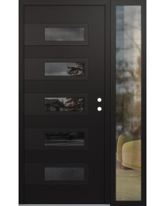 Diamond D3 52" x 80" black/black Mirrored Glass Panel black LHI with Sidelite clear Glass