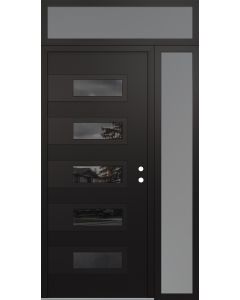 Diamond D3 52" x 96" black/black Mirrored Glass Panel black LHI with Sidelite and Transom frosted Glass