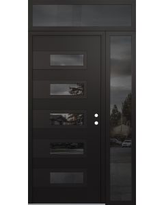 Diamond D3 52" x 96" black/black Mirrored Glass Panel black LHI with Sidelite and Transom Mirrored Glass