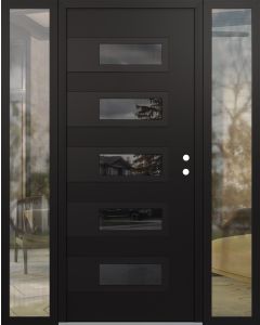 Diamond D3 68" x 80" black/black Mirrored Glass Panel black LHI with 2 Sidelites clear Glass