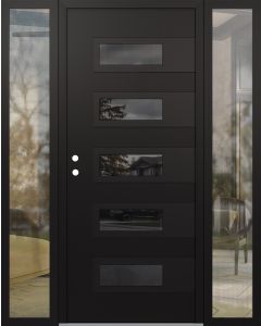 Diamond D3 60" x 80" black/black Mirrored Glass Panel black RHI with 2 Sidelites clear Glass