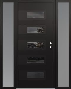 Diamond D3 68" x 80" black/black Mirrored Glass Panel black LHI with 2 Sidelites frosted Glass
