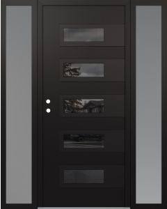 Diamond D3 68" x 80" black/black Mirrored Glass Panel black RHI with 2 Sidelites frosted Glass