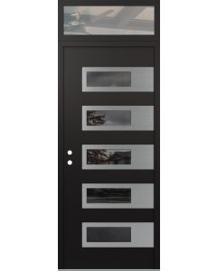 Diamond D3 36" x 96" black/black Mirrored Glass Panel stainless steel RHI with Transom clear Glass
