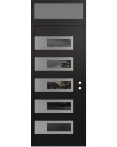 Diamond D3 36" x 96" black/black Mirrored Glass Panel stainless steel LHI with Transom frosted Glass