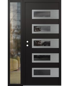 Diamond D3 52" x 80" black/black Mirrored Glass Panel stainless steel RHI with Sidelite clear Glass