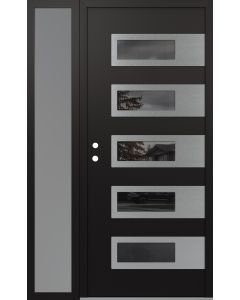 Diamond D3 52" x 80" black/black Mirrored Glass Panel stainless steel RHI with Sidelite frosted Glass