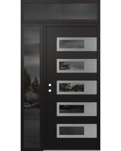 Diamond D3 48" x 96" black/black Mirrored Glass Panel stainless steel RHI with Sidelite and Transom Mirrored Glass