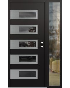 Diamond D3 52" x 80" black/black Mirrored Glass Panel stainless steel LHI with Sidelite clear Glass