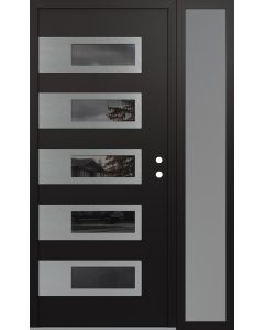 Diamond D3 52" x 80" black/black Mirrored Glass Panel stainless steel LHI with Sidelite frosted Glass