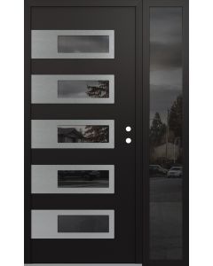 Diamond D3 52" x 80" black/black Mirrored Glass Panel stainless steel LHI with Sidelite Mirrored Glass