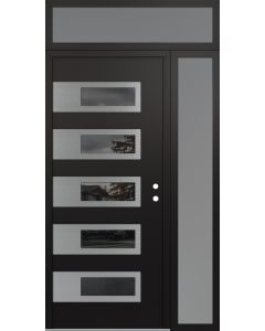 Diamond D3 52" x 96" black/black Mirrored Glass Panel stainless steel LHI with Sidelite and Transom frosted Glass
