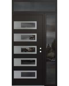 Diamond D3 52" x 96" black/black Mirrored Glass Panel stainless steel LHI with Sidelite and Transom Mirrored Glass