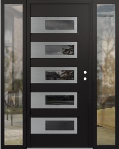 Diamond D3 68" x 80" black/black Mirrored Glass Panel stainless steel LHI with 2 Sidelites clear Glass