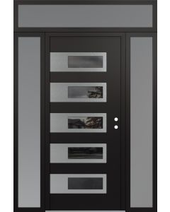 Diamond D3 68" x 96" black/black Mirrored Glass Panel stainless steel LHI with 2 Sidelites and Transom frosted Glass
