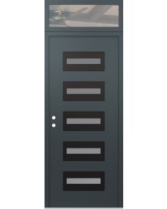Diamond D4 36" x 96" anthracite/anthracite Frosted Glass Panel black RHI with Transom clear Glass