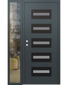 Diamond D4 50" x 80" anthracite/anthracite Frosted Glass Panel black RHI with Sidelite clear Glass